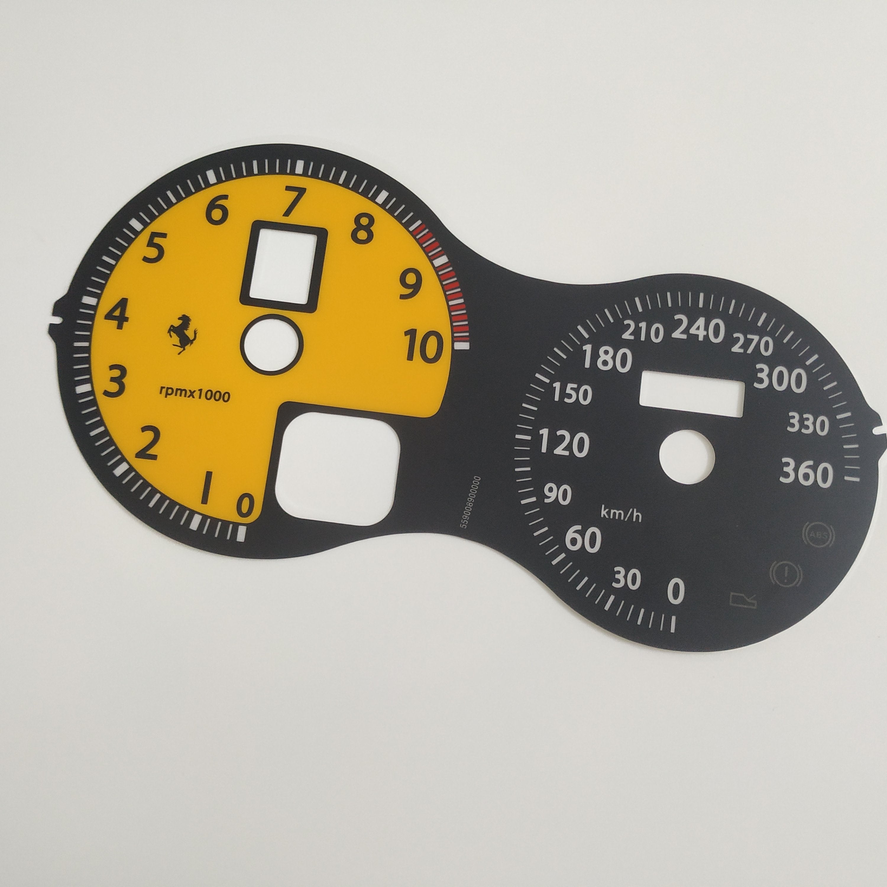 Ferrari F430 & F430 Spider Instrument Cluster PLATE Km/h Yellow Color Italiaspares