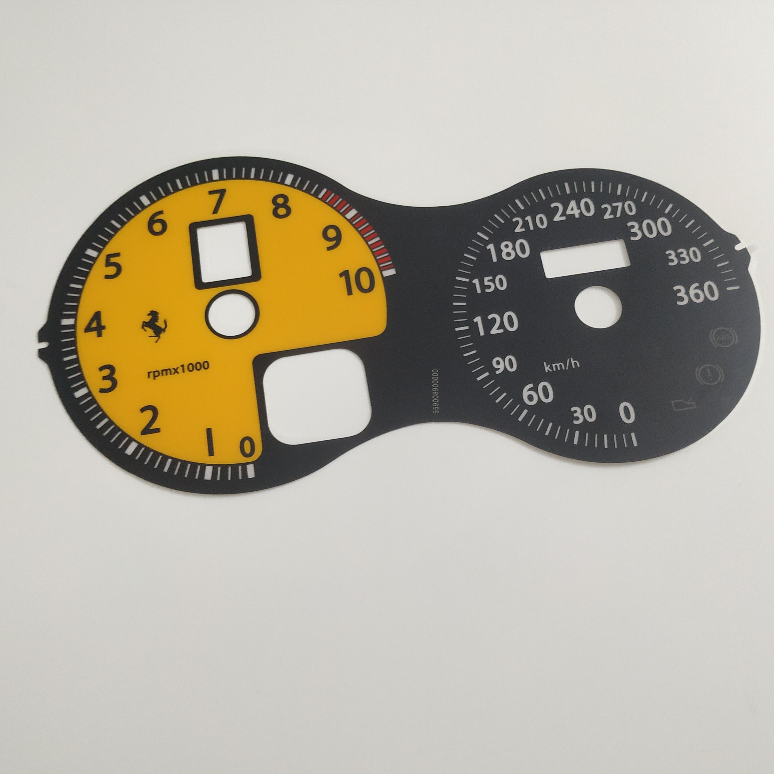 Ferrari F430 & F430 Spider Instrument Cluster PLATE Km/h Yellow Color Italiaspares