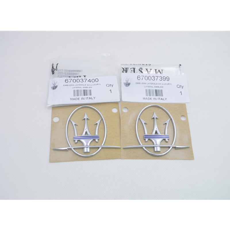 Maserati 2017 Quattroporte Ghibli Trident left&Right Side Emblem Badge Blue Factory