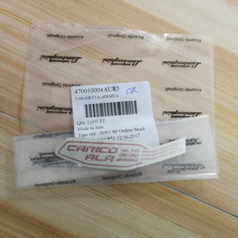 Lamborghini Aventador LP750-4 Upper Spoiler Stricker Left Badge Factory