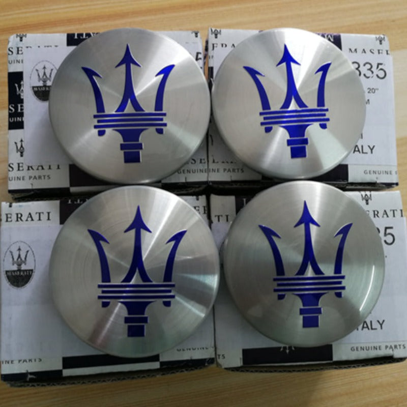 Genuine Maserati 2017 Quattroporte Bright Silver Blue Wheel Cap Kit 670095835 Factory
