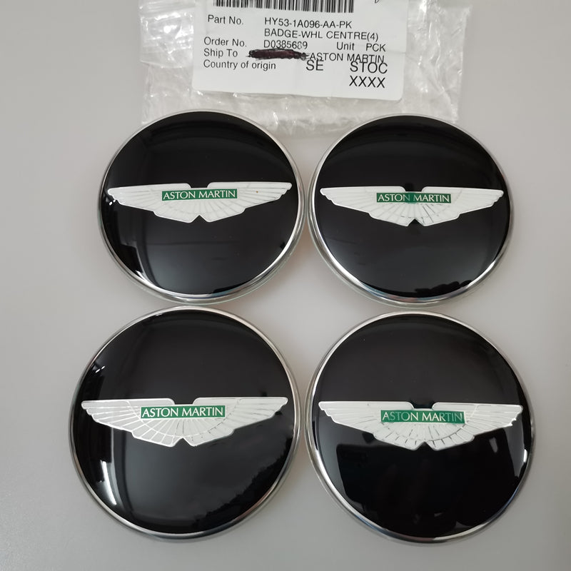 4X Genuine Aston Martin V8 Rapide Virage Green Wings Black Wheel Center Cap Factory