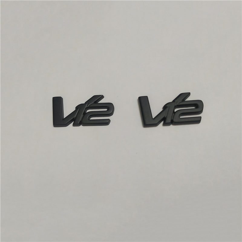 Aston martin V12 Metal Matte Black Emblem Badge Kit Italiaspares