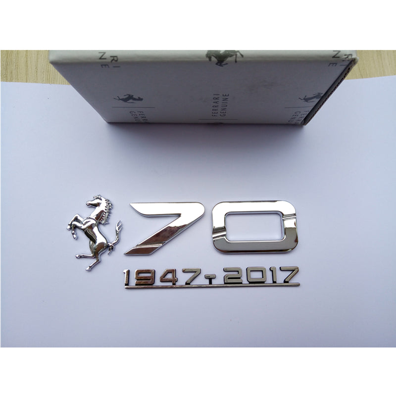 Ferrari 70th Anniversary LH RH Side Emblem Badge Chrome Set OEM NEW P/N 89326100 Italiaspares