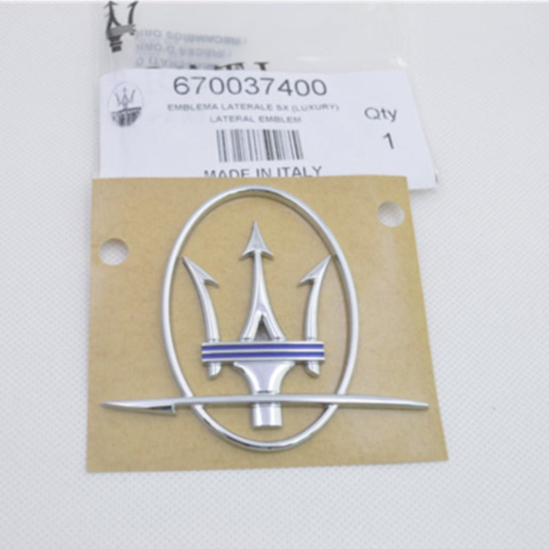 Maserati 2017 Quattroporte Ghibli Trident left Side Emblem Badge Blue 670037400 Factory