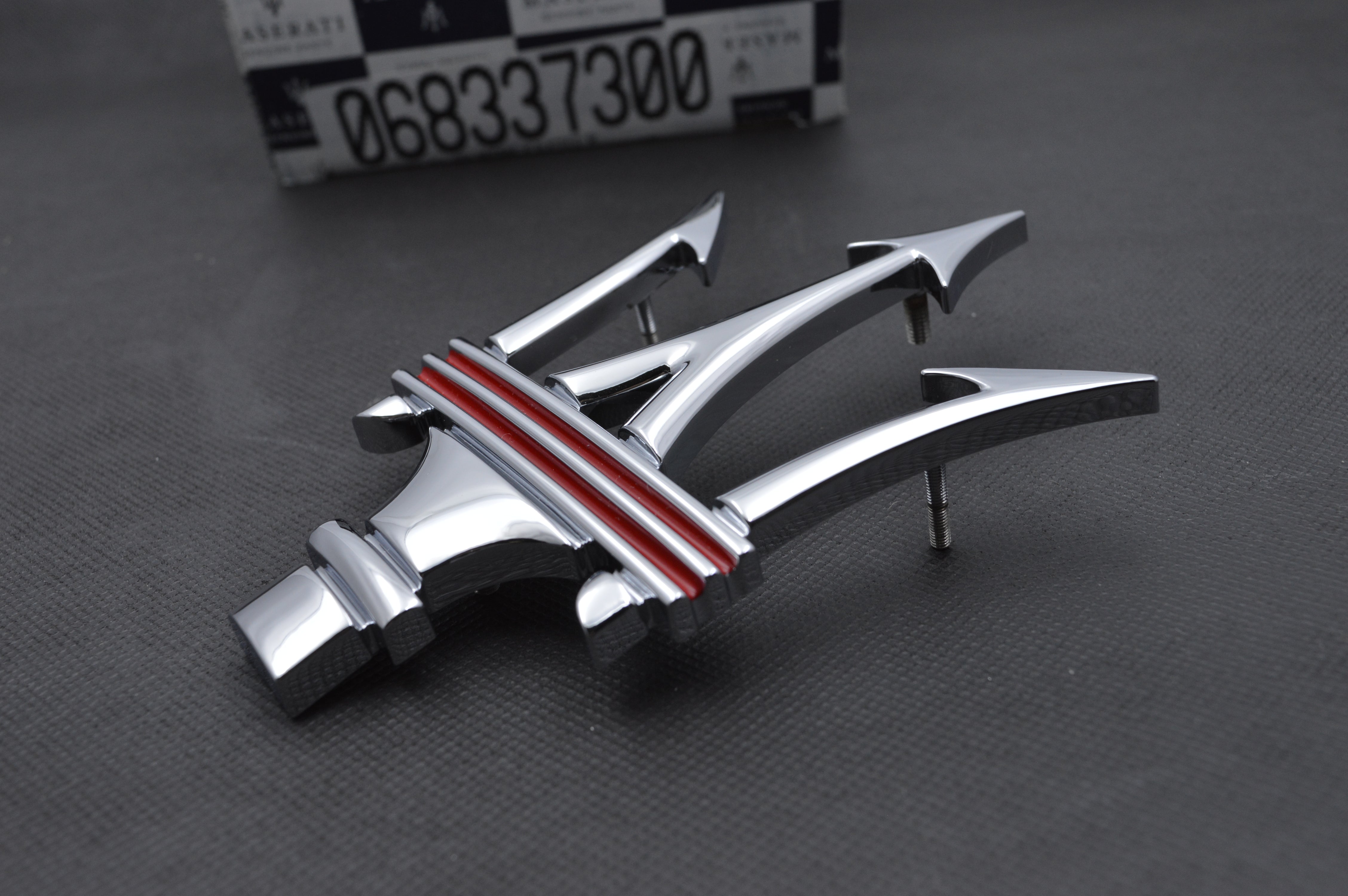 Genuine Maserati Chrome Red Front Grille Emblem Badge Oem 68337300 (1PC) Factory