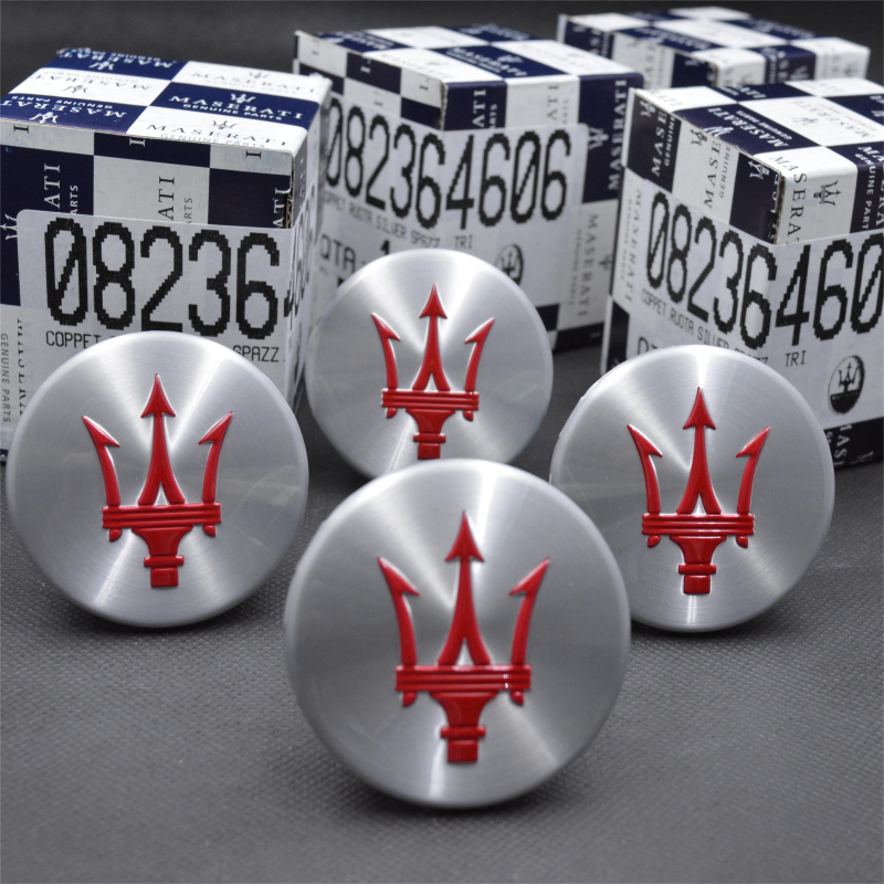 4X Genuine Maserati Granturismo Quattroporte Silver With Red Center Cap#82364606 Factory