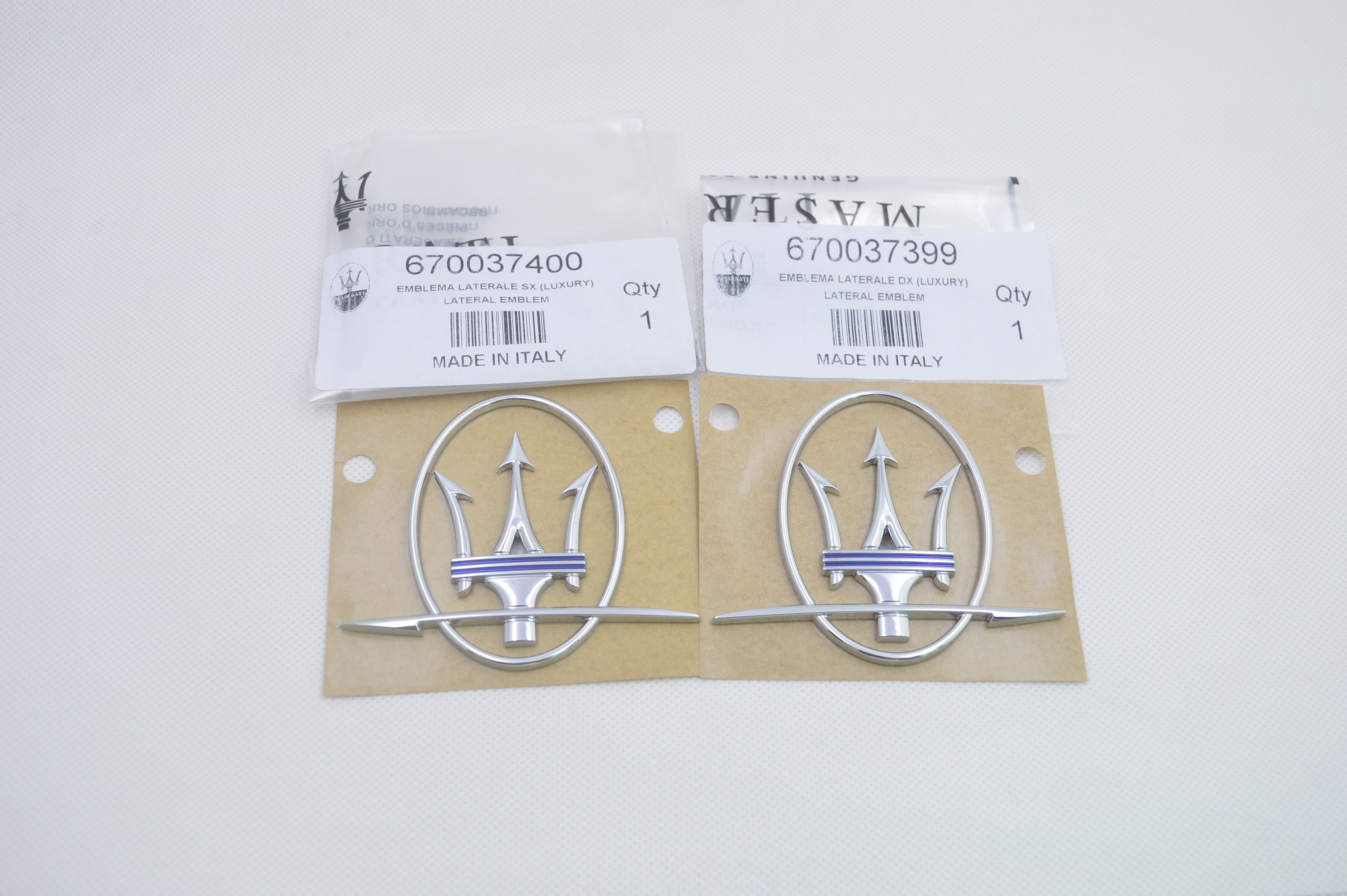 Maserati 2017 Quattroporte Ghibli Trident left&Right Side Emblem Badge Blue Factory