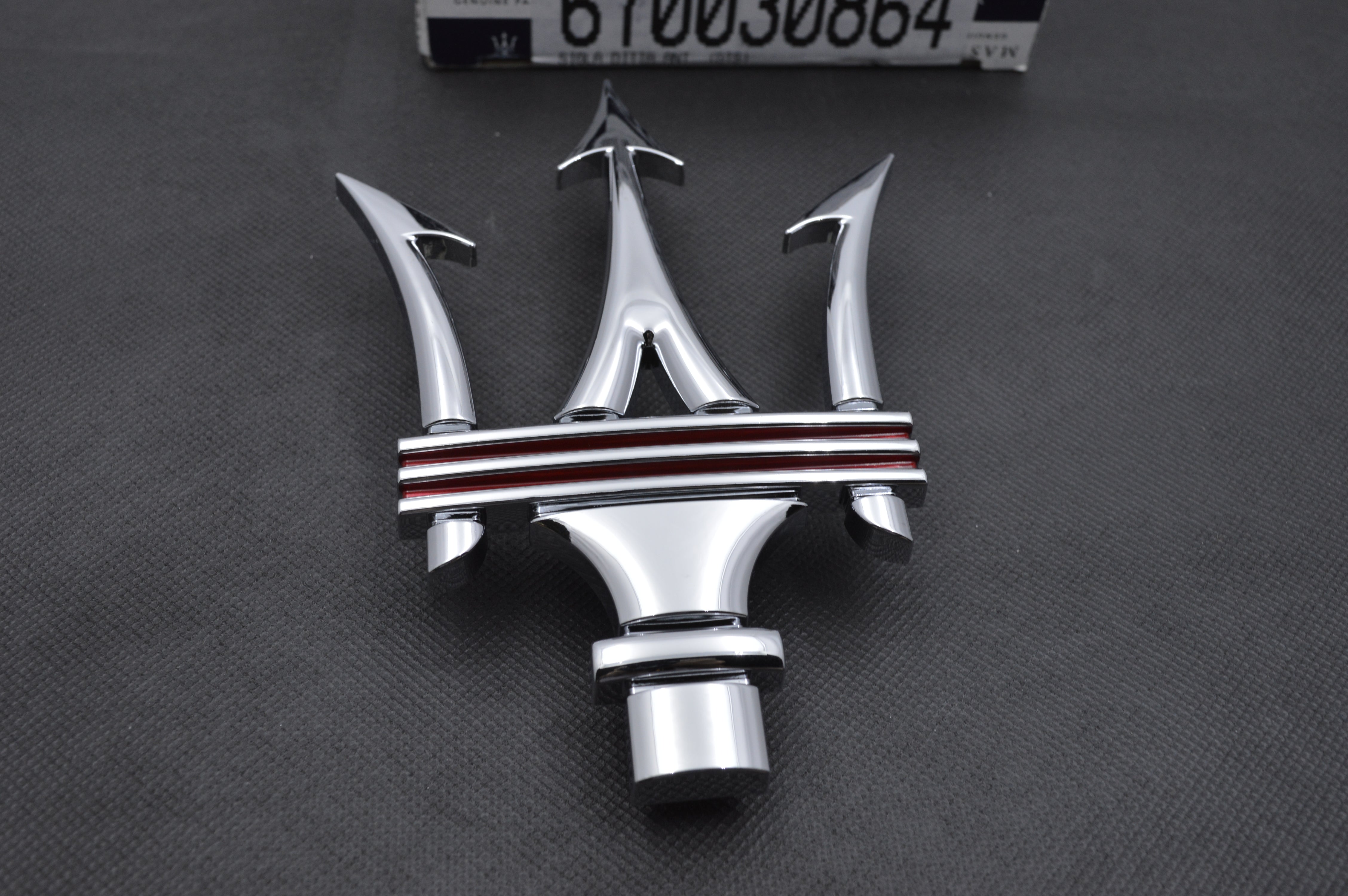 Genuine Maserati Chrome Red Front Grille Emblem Badge Oem 68337300 (1PC) Factory