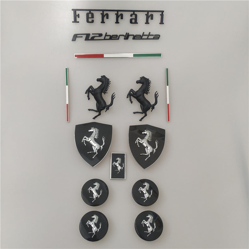 Ferrari F12 Berlinetta Carbon Fiber Shield badge &Flag&Horse &Wheel Caps Italiaspares