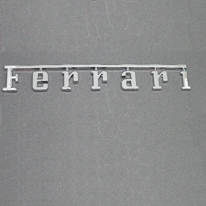 Ferrari Rear Badge Emblem Chrome Silver (Fits Many 20cm*2.78cm ) Italiaspares