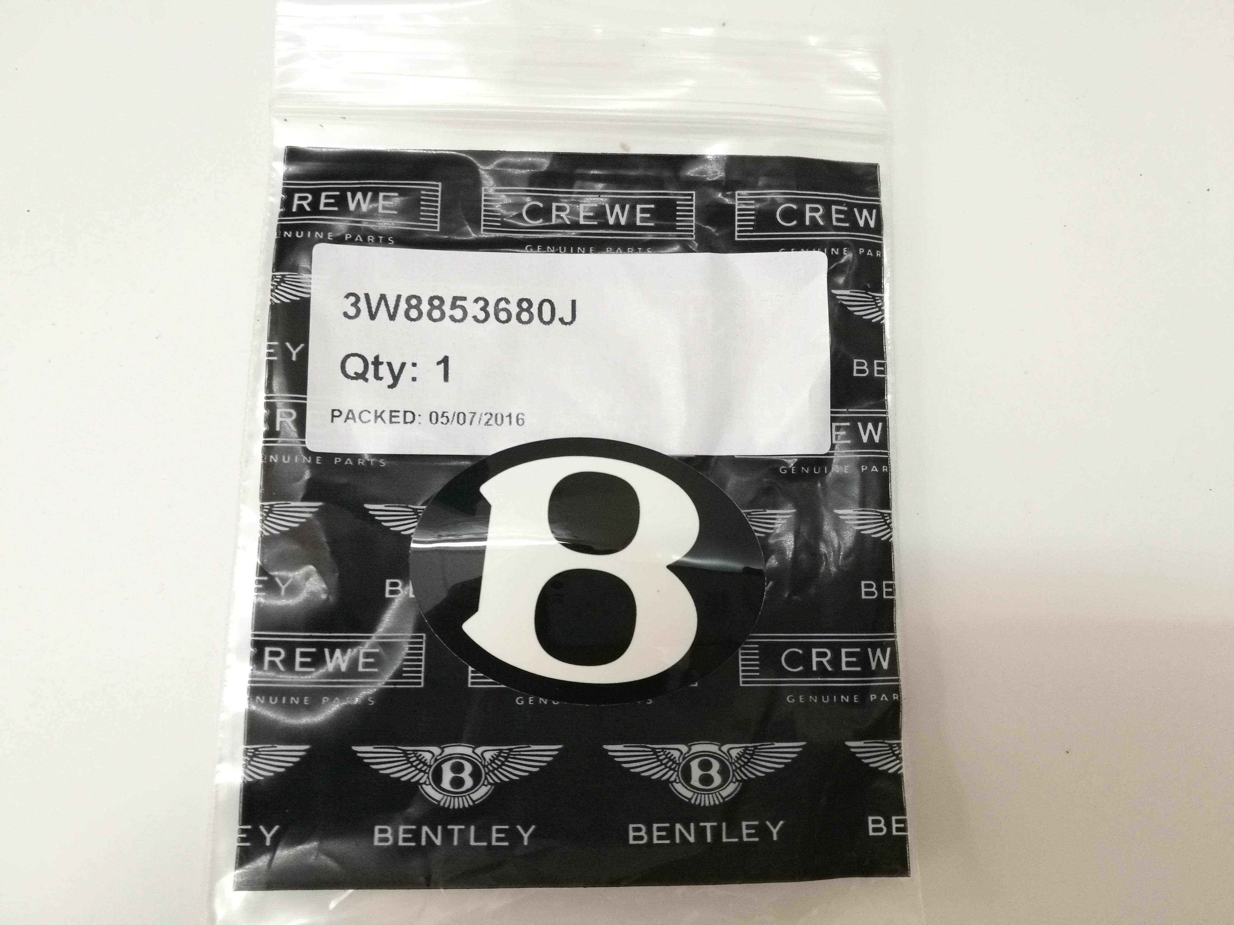 Genuine Bentley Continental Flying Spur Rear Hood Bonnet "B"badge 3W8853680J Factory