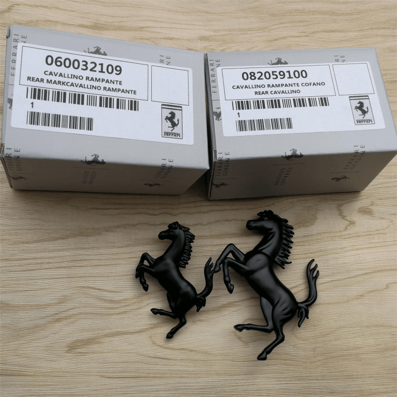 Ferrari 458 Italia&Spider Front&Rear Bumper Horse Badge Emblem Kit Gloss Black Italiaspares