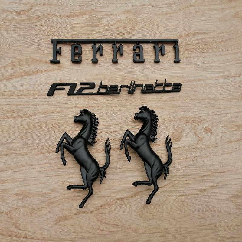 Ferrari F12 Kit Front & Rear Horse emblem Script Badge Emblem Matte Italiaspares
