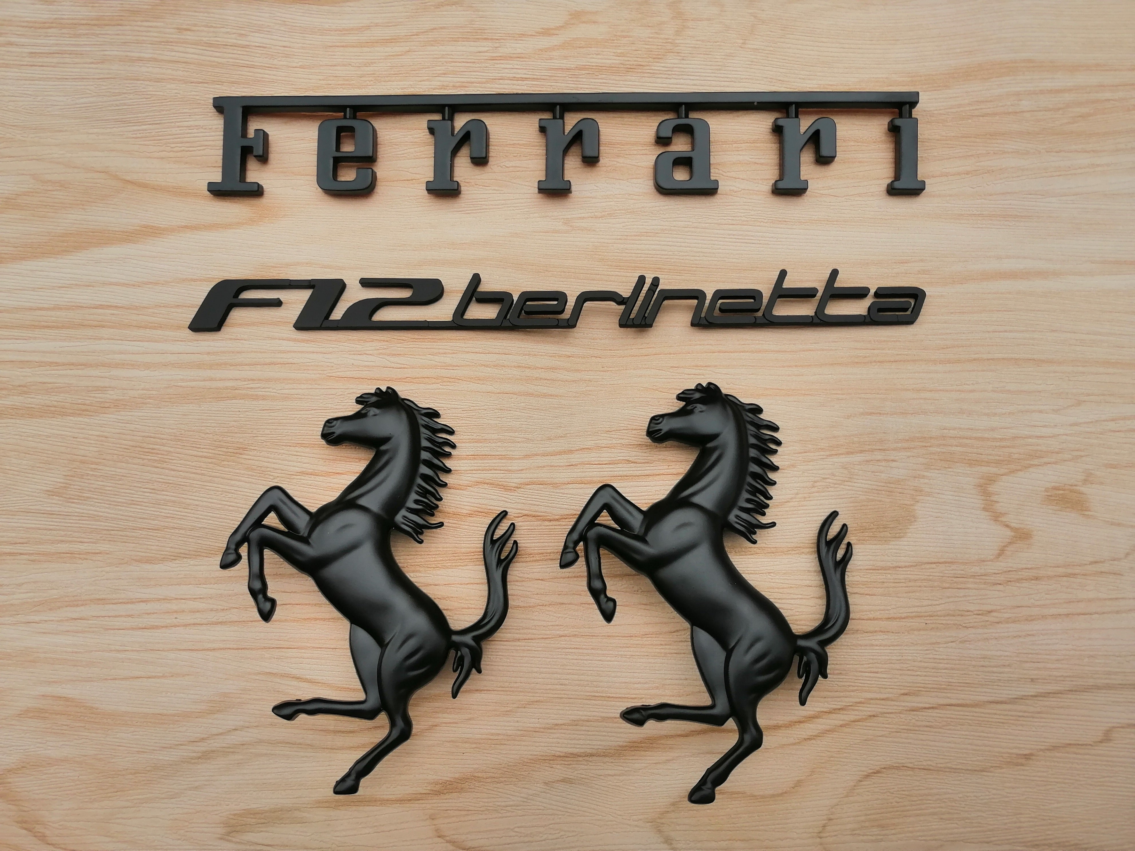 Ferrari F12 Kit Front & Rear Horse emblem Script Badge Emblem Matte Italiaspares