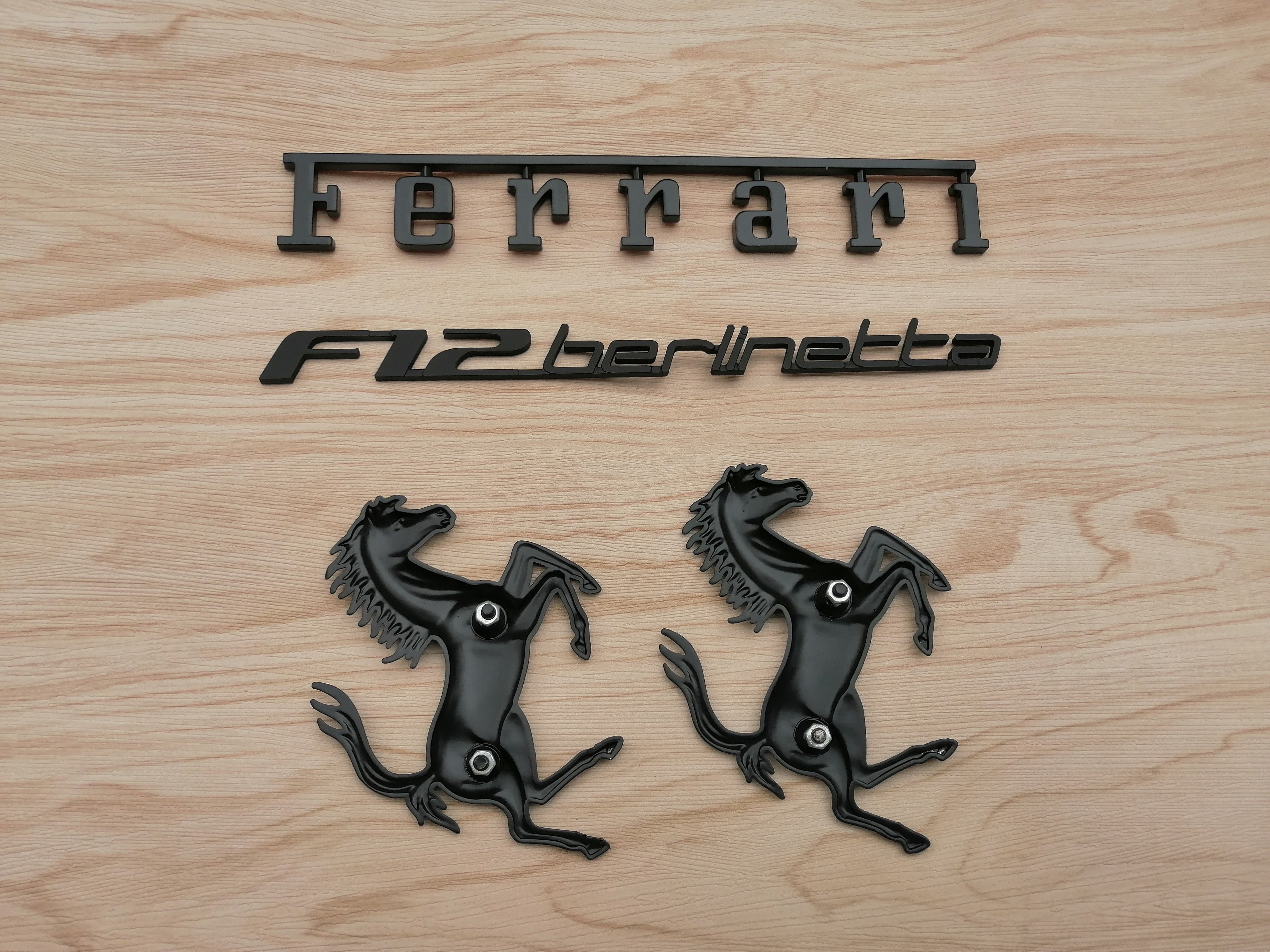 Ferrari F12 Kit Front & Rear Horse emblem Script Badge Emblem Matte Italiaspares