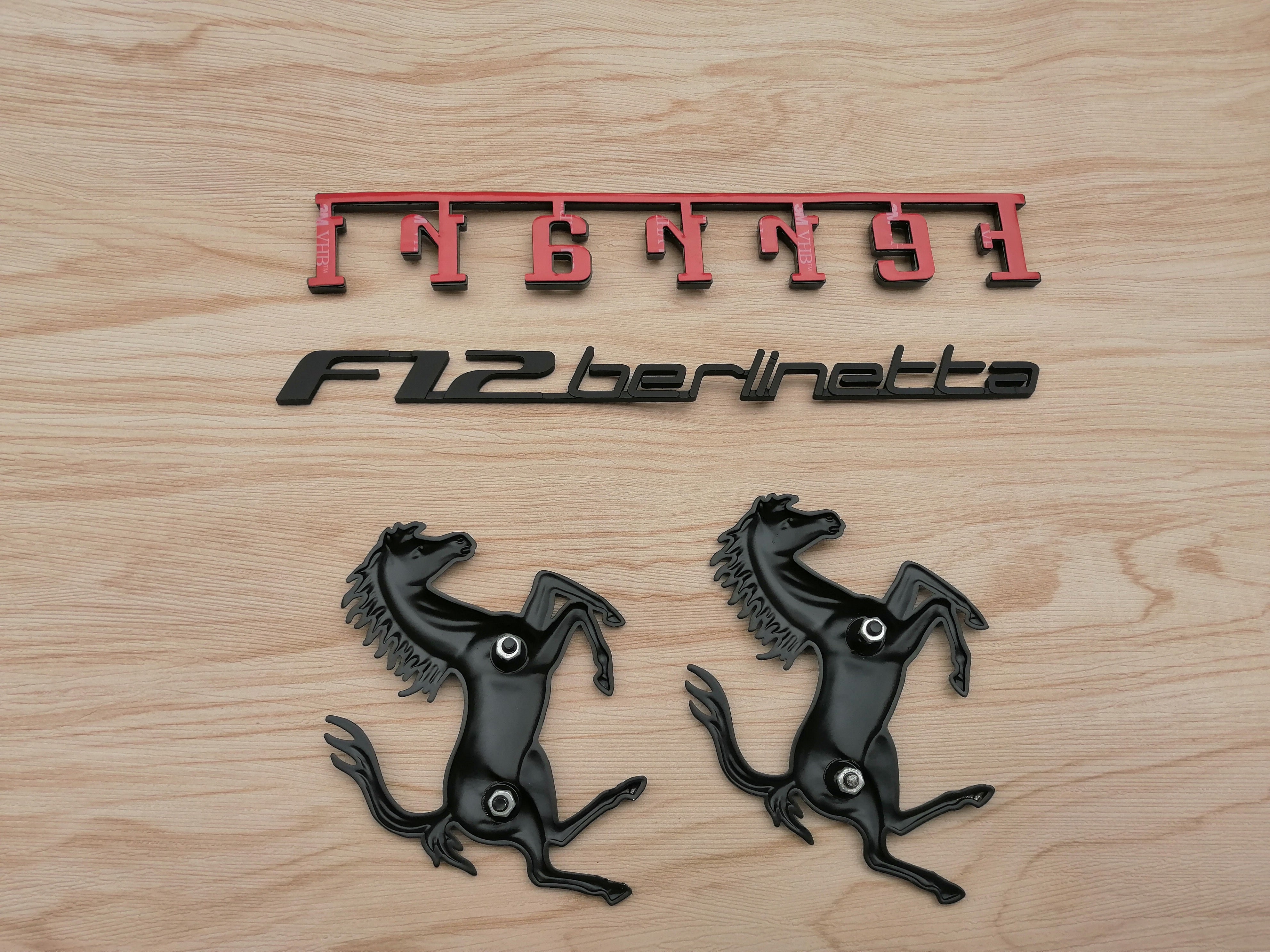 Ferrari F12 Kit Front & Rear Horse emblem Script Badge Emblem Matte Italiaspares
