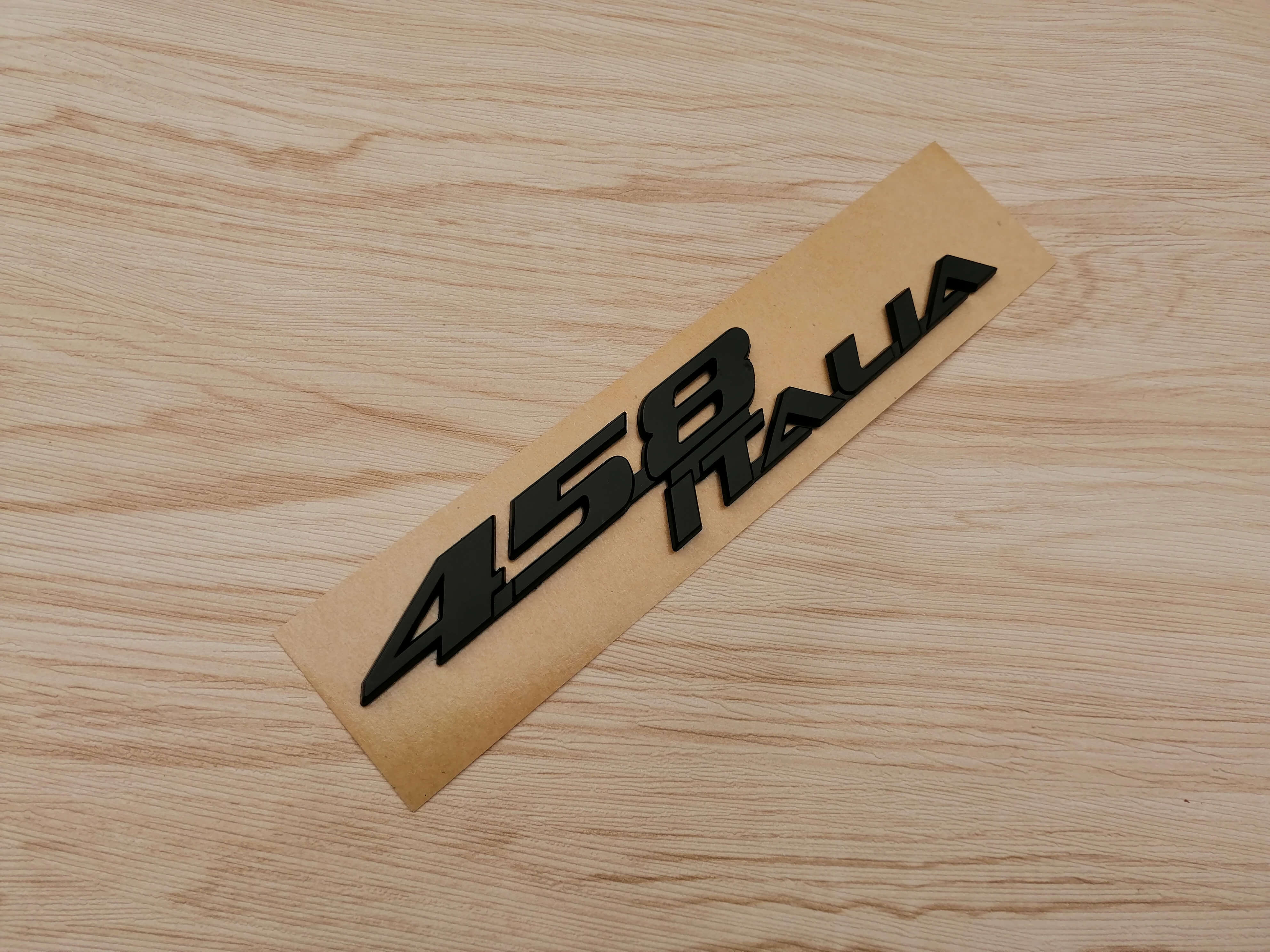 Ferrari 458 Italia Front & Rear Horse Emblem Script & Wheel Caps Kit Matte Black Italiaspares