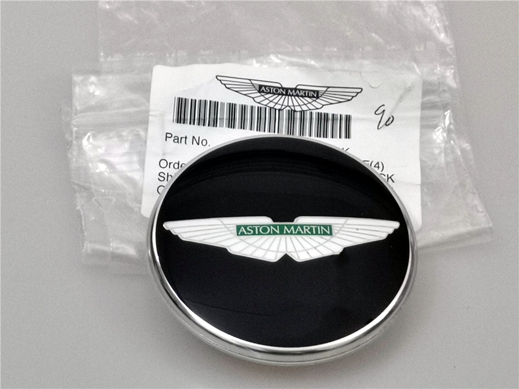 4X Genuine Aston Martin V8 Rapide Virage Green Wings Black Wheel Center Cap Factory