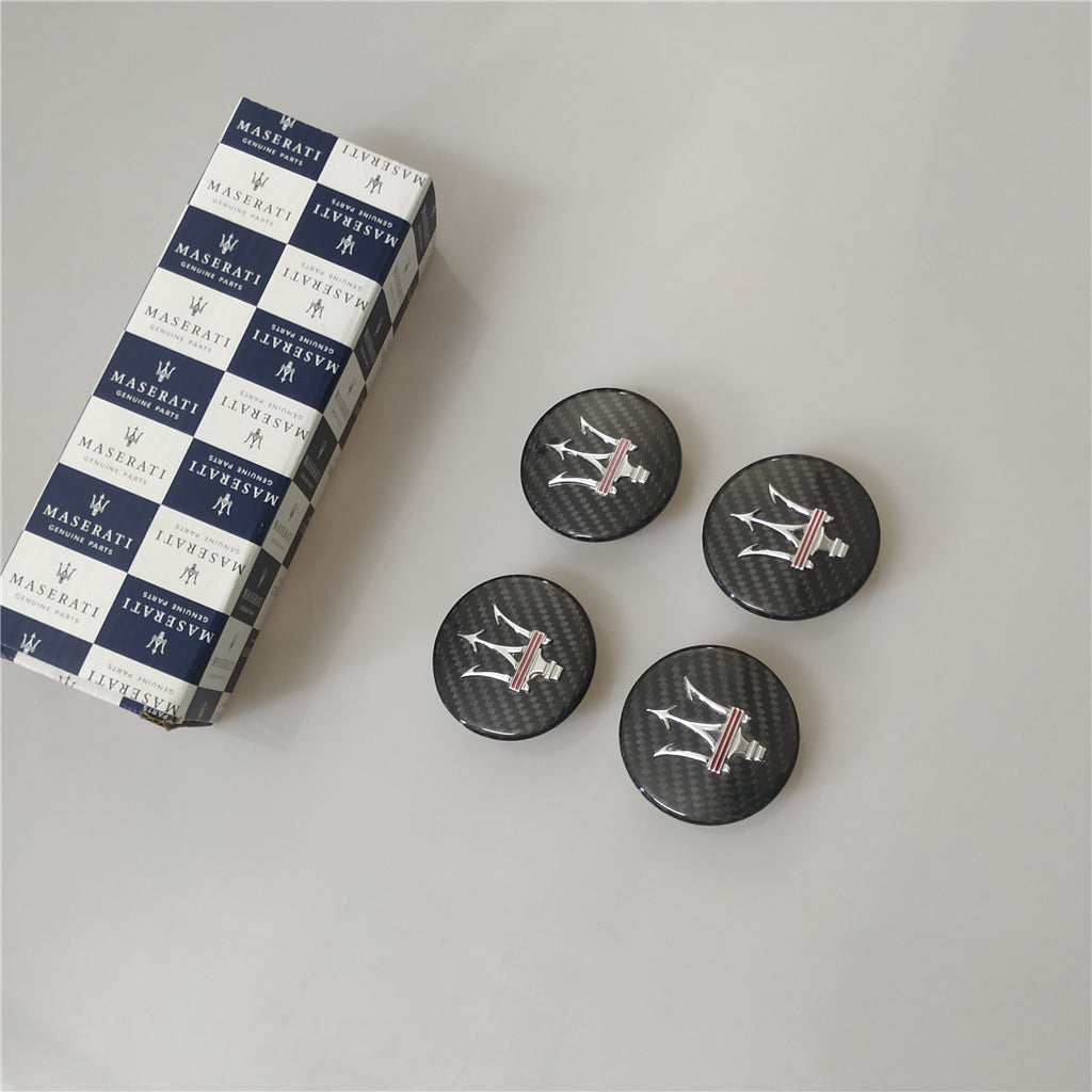Maserati GranTurismo S Trident Carbon Fiber Wheel Cap With Red Modify Kit Italiaspares