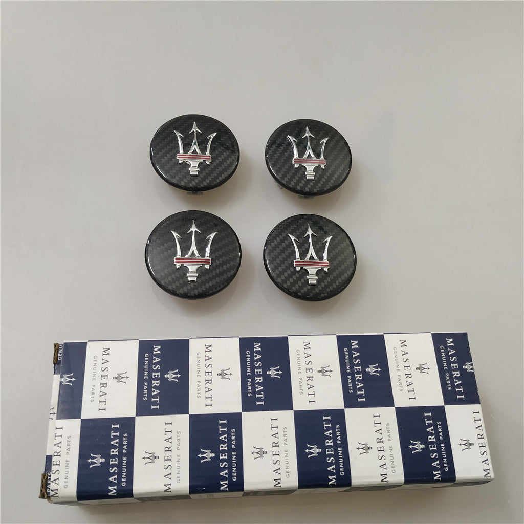 Maserati GranTurismo S Trident Carbon Fiber Wheel Cap With Red Modify Kit Italiaspares
