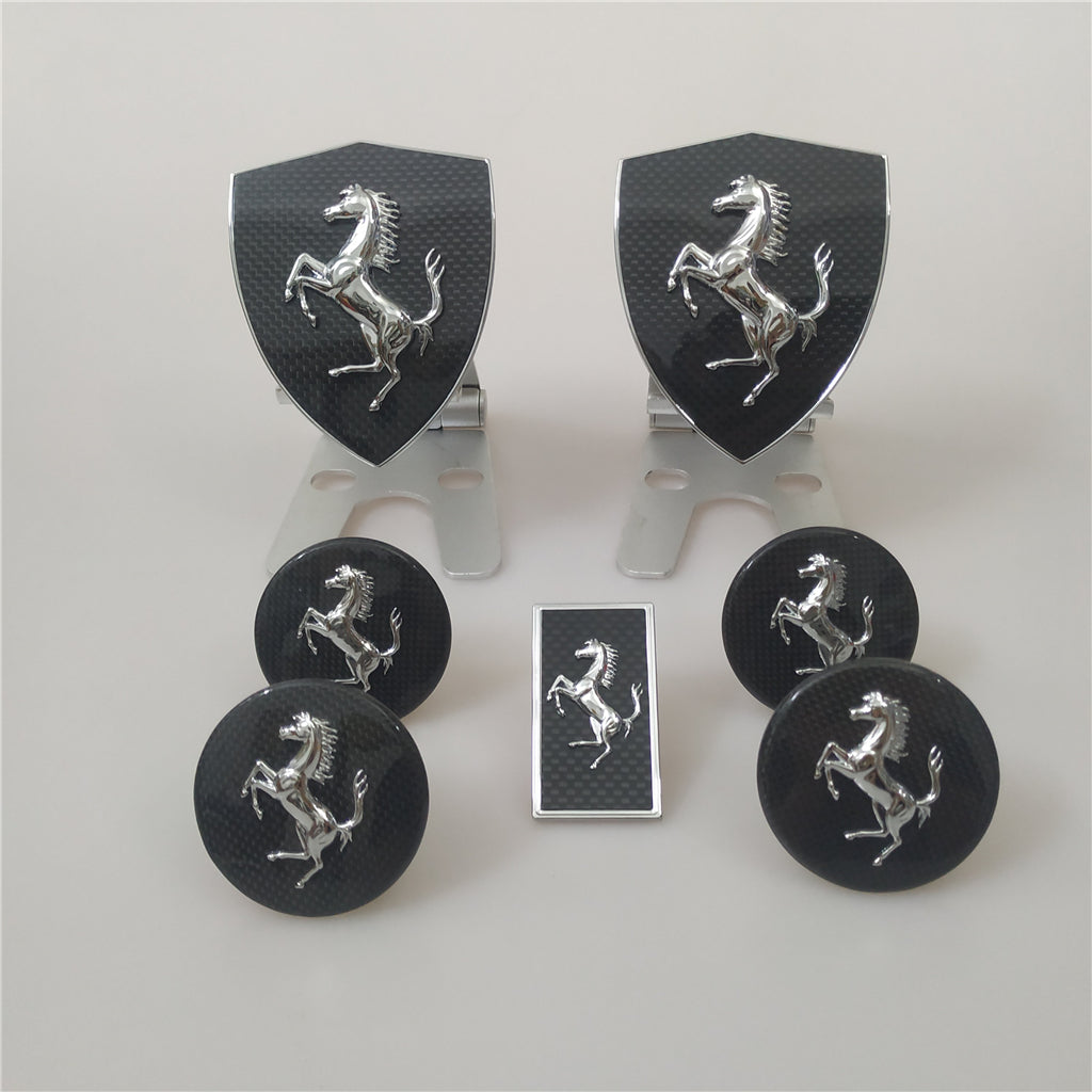 Ferrari F8Spider&Tributo Carbon Fiber Shield badge&Flag&Horse&Wheel Caps Kit Italiaspares