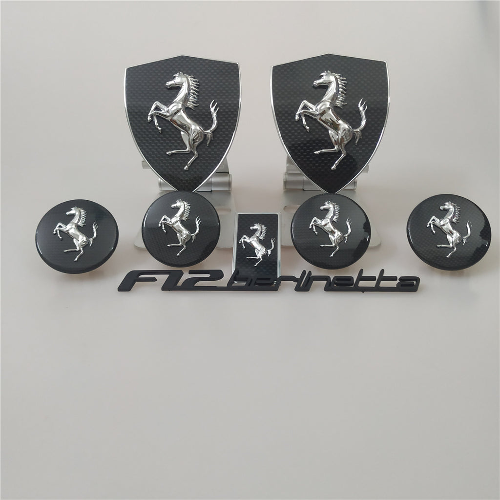 Ferrari F12 Berlinetta Carbon Fiber Shield badge &Flag&Horse &Wheel Caps Italiaspares
