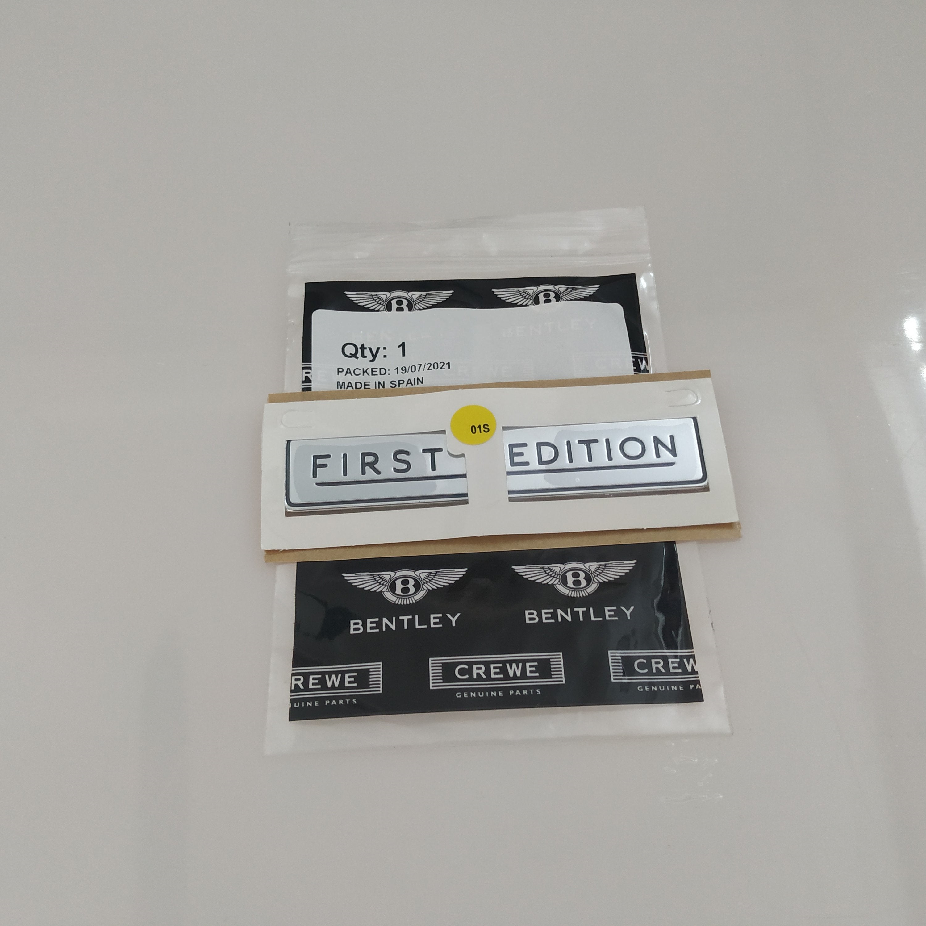Bentley Flying Spur W12 First 1 Edition Fender badge Emblem Factory