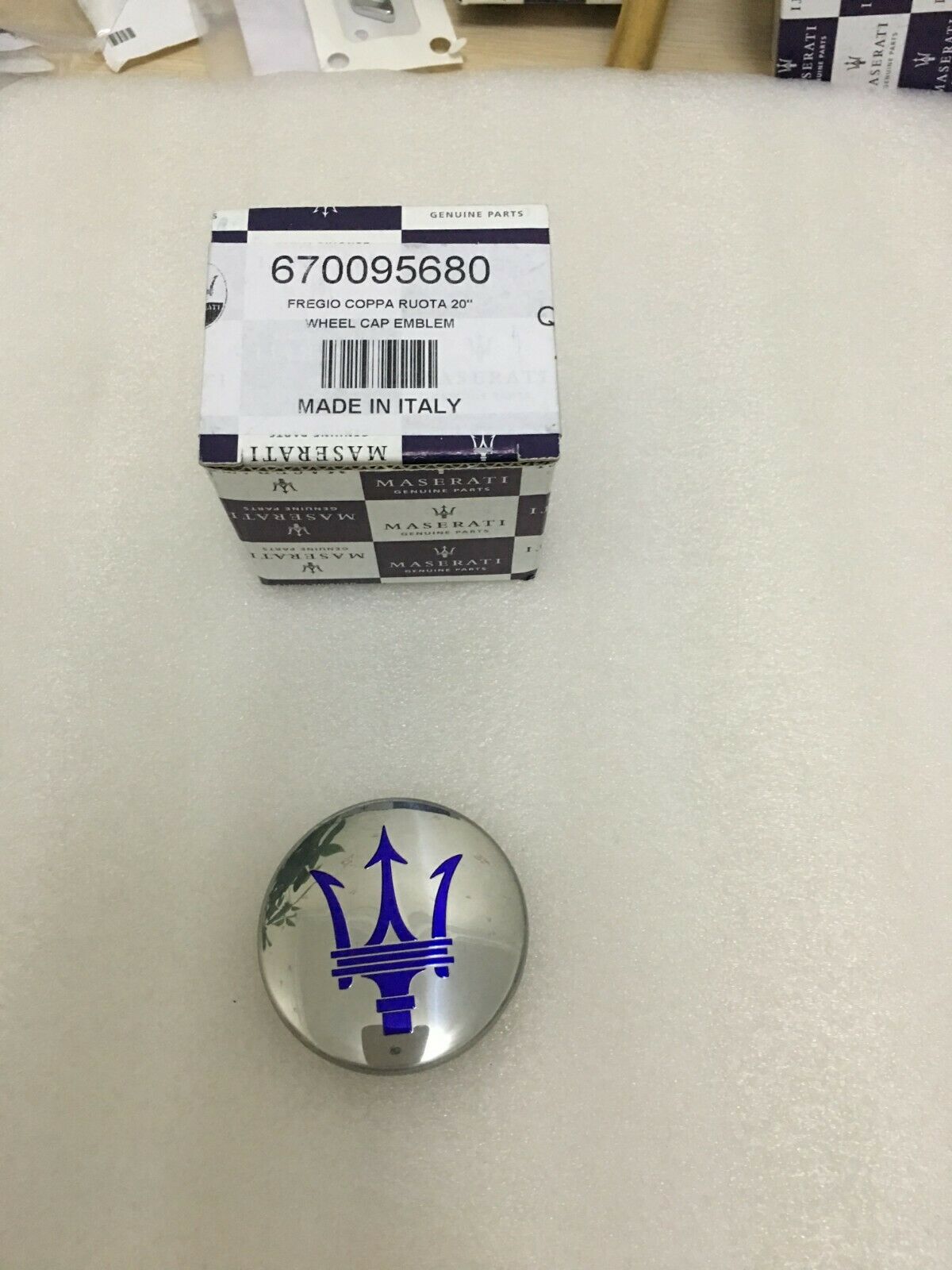 Maserati 2017 Quattroporte Chrome Blue Wheel Cap OEM Kit 670095680 Factory