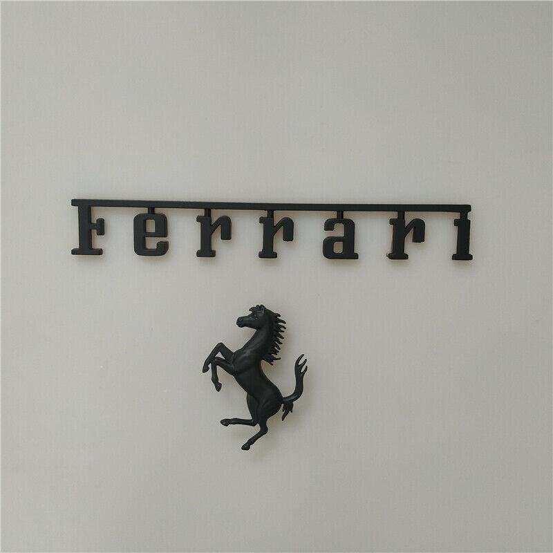 Ferrari F8 Italy badge&Rear Horse Badge Script & Wheel Caps Matte Black Kit Italiaspares