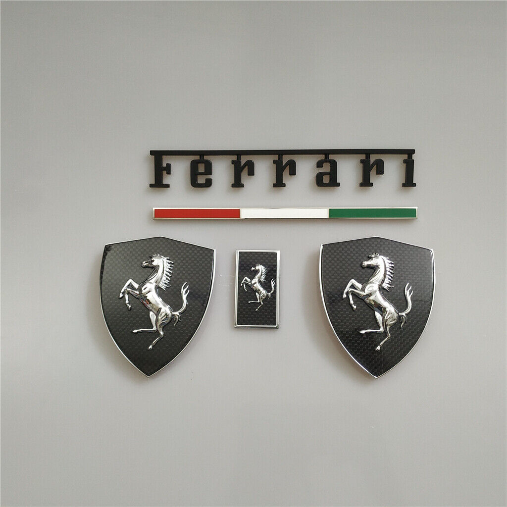 Ferrari F8 Tributo&Spider Carbon Fiber Shield badge&Flag&Horse&Wheel Caps Kit Italiaspares