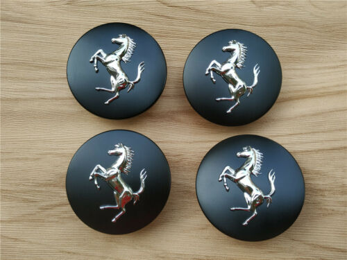 Ferrari F12 Front & Rear Horse Emblem Script & Wheel Caps Kit Matte Black Italiaspares