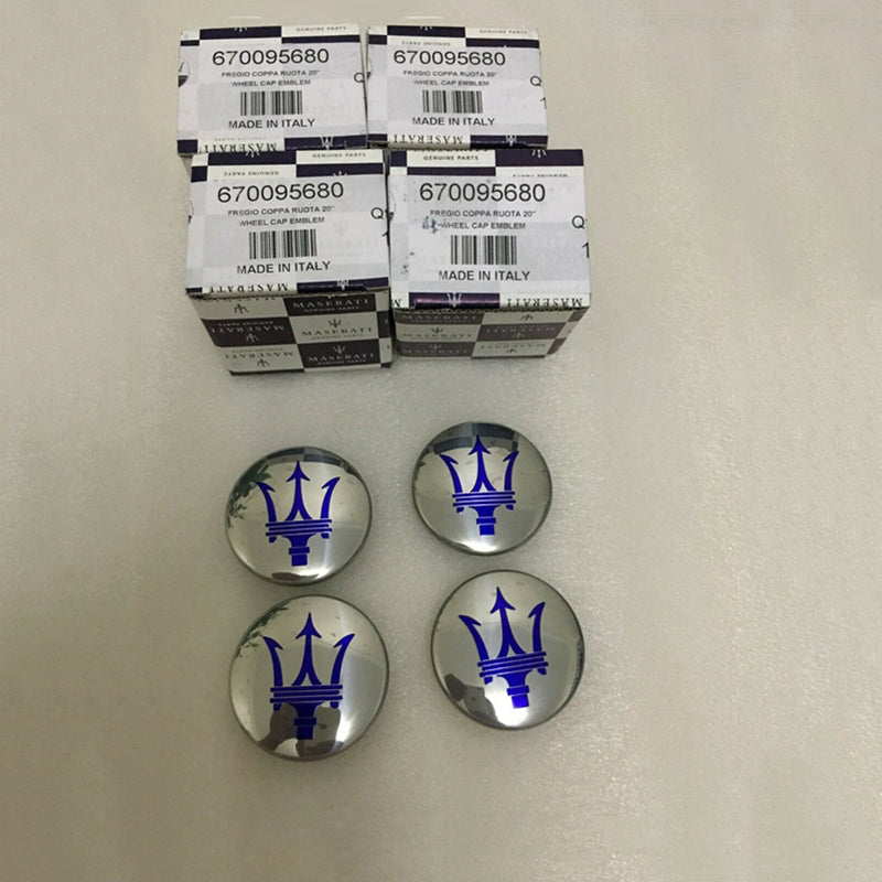 Maserati 2017 Quattroporte Chrome Blue Wheel Cap OEM Kit 670095680 Factory
