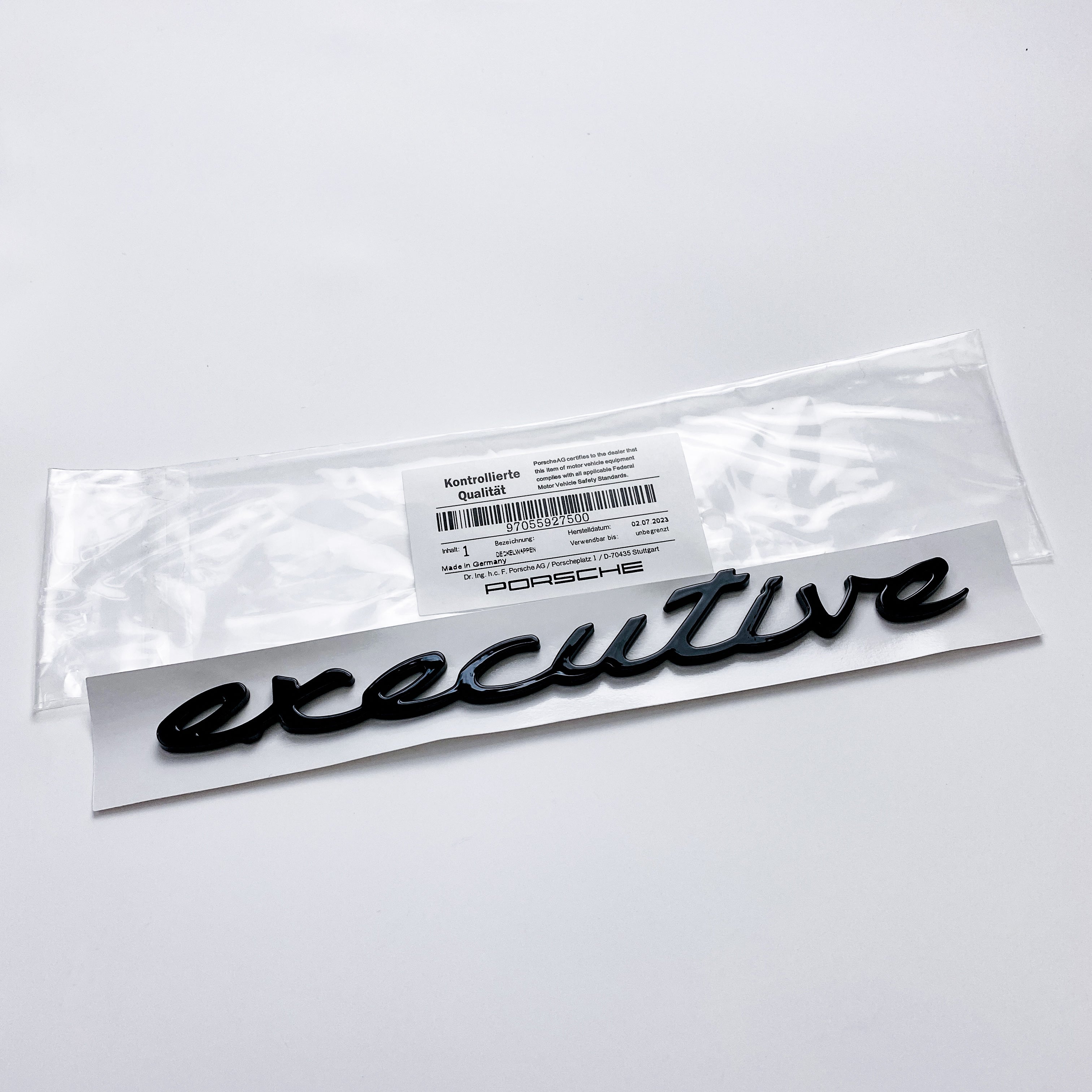 Porsche "Executive" Side Fender badge emblem Decal Badge Gloss Black 97055927500 Italiaspares