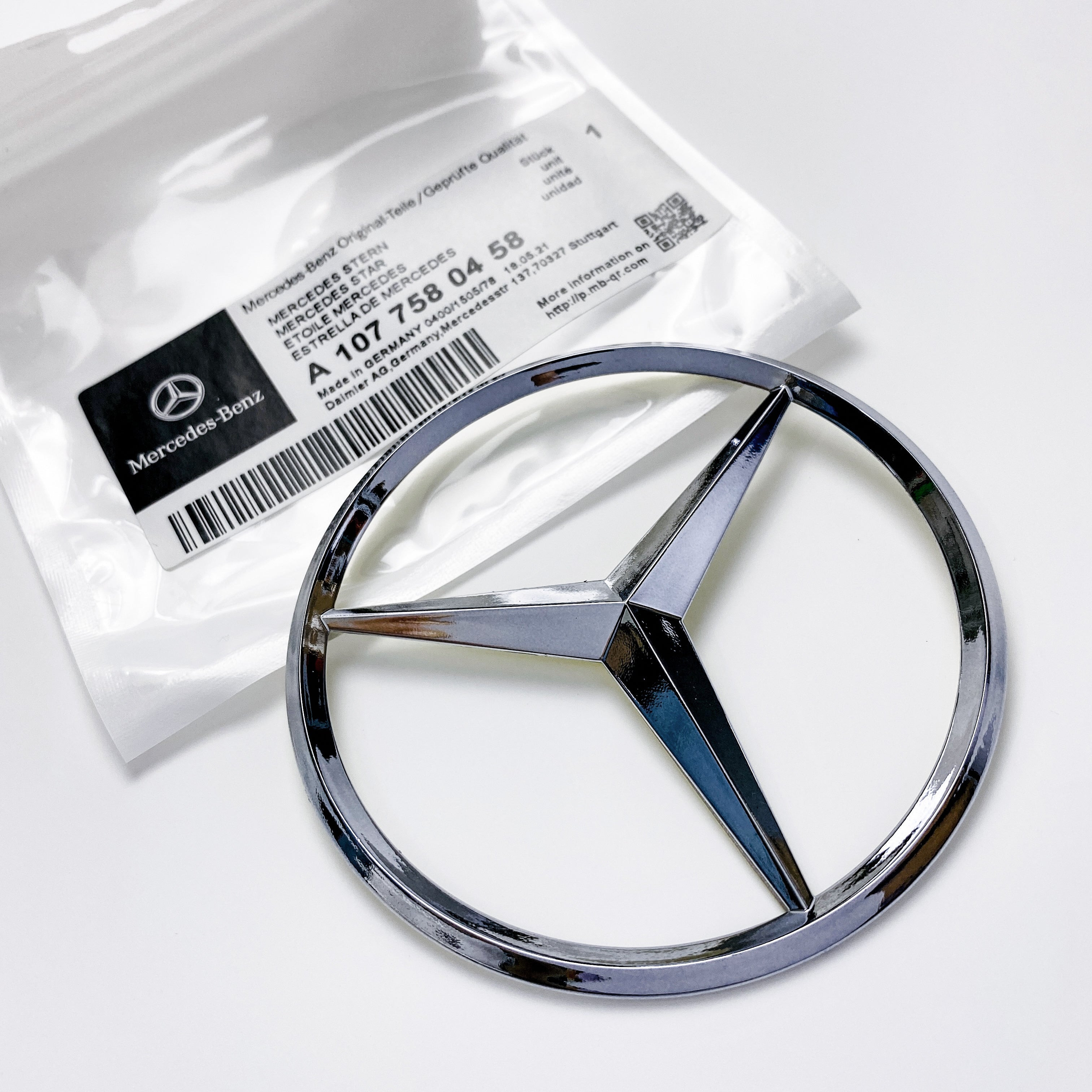 Mercedes Benz Chrome Silver Star Trunk Emblem Badge 90mm A107758045 Italiaspares