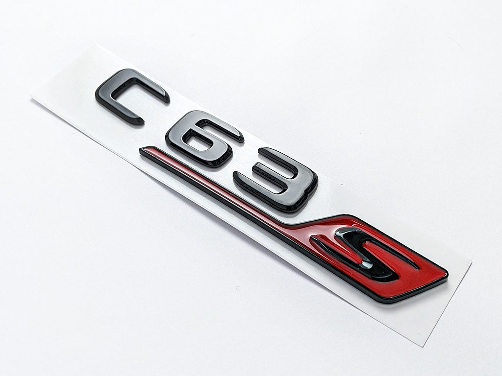 "C63s" Gloss Black Red Emblems Badge Sticker for Mercedes-Benz C63s AMG Factory