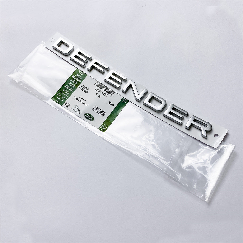 Land Rover "DEFENDER" Chrome Sliver Rear Door Liftgate Letter Nameplate Emblem Badge LR084221 Italiaspares