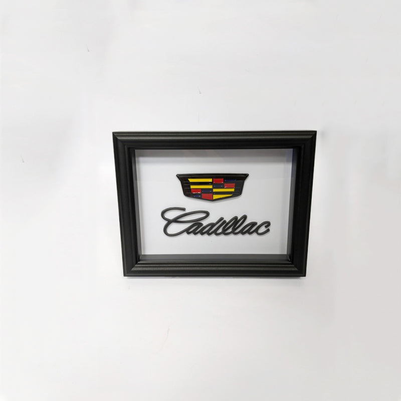 Cadillac Emblem Framed Artwork - Wooden Frame with Black Border Italiaspares
