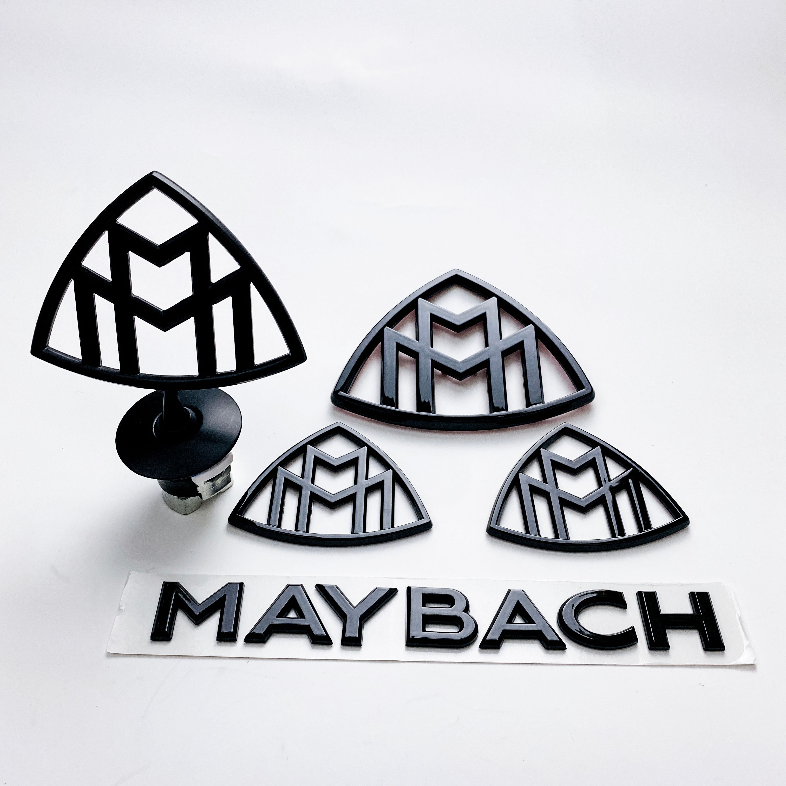 5pcs Mercedes S Class Maybach AMG Fender Side Rear Trunk Hood Star Stand Up Emblems Badge Italiaspares