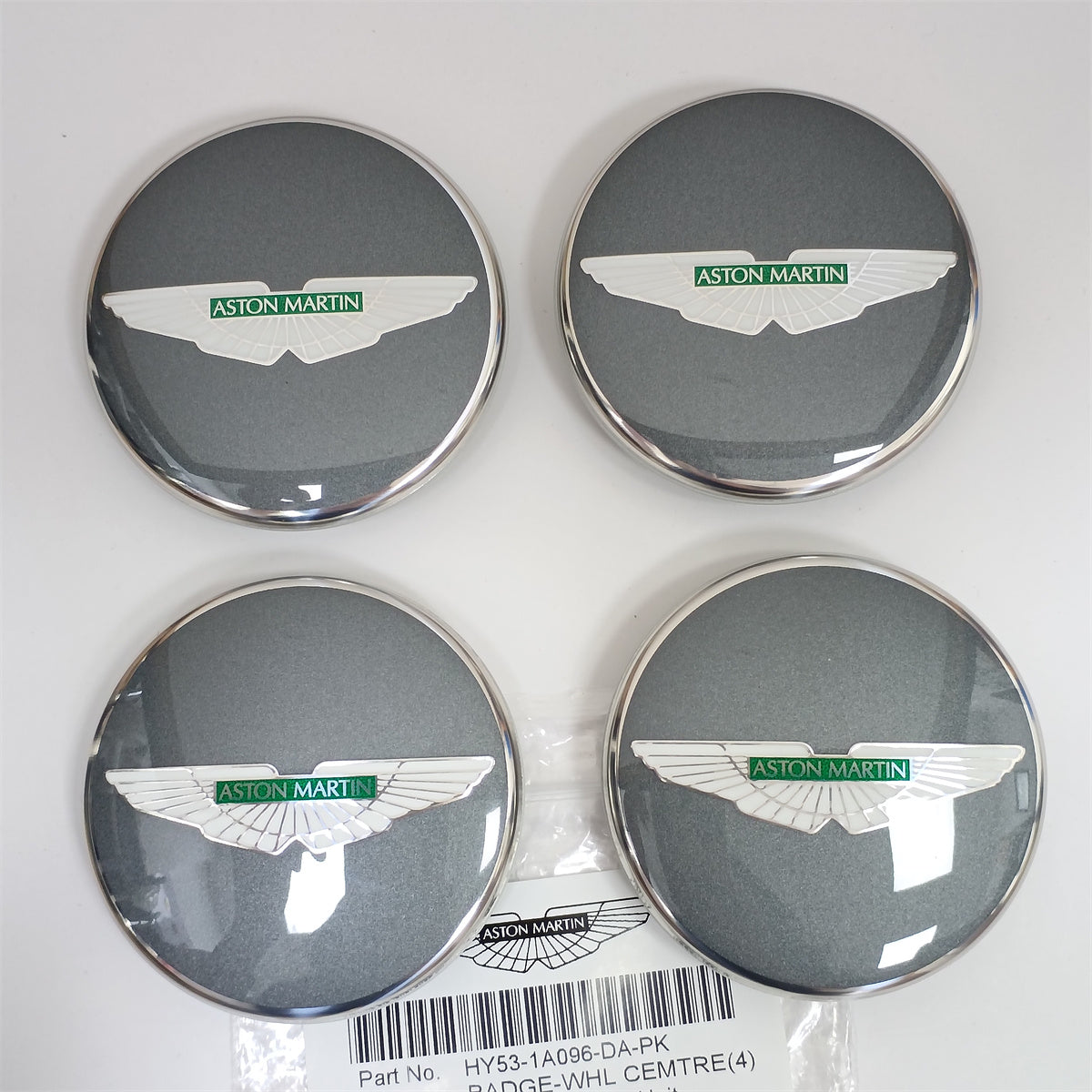 Aston Martin Center Cap Light Anthracite Wing Green Genuine HY53-1A096-DA-PK Set Factory