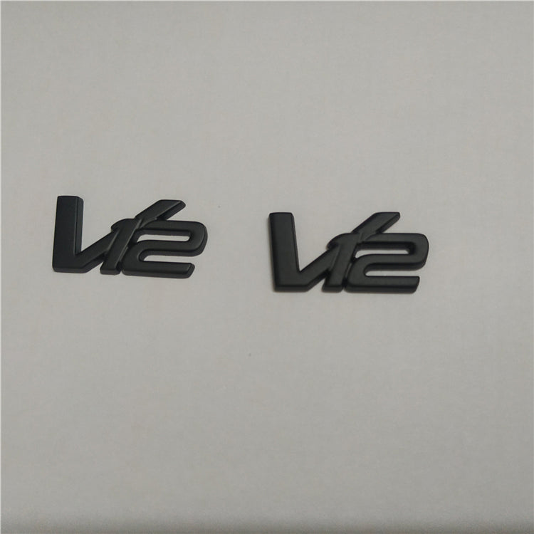 Aston martin V12 Metal Matte Black Emblem Badge Kit Italiaspares