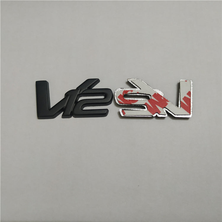 Aston martin V12 Metal Matte Black Emblem Badge Kit Italiaspares