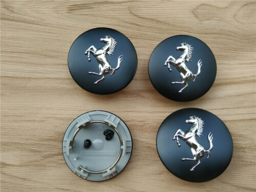 Ferrari 812 Front & Rear Horse Emblem Script & Wheel Caps Kit Matte Black Italiaspares